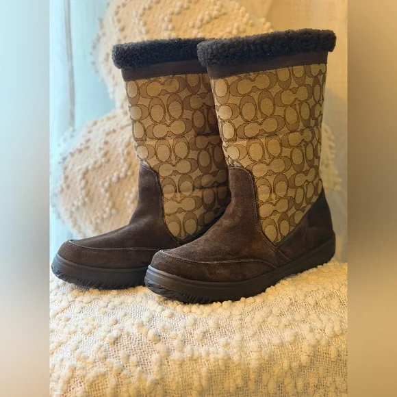 Coach Monogram Shearling Boots sz 11 - Picture 2 of 13